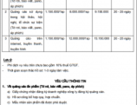 Bảng giá dịch vụ quảng cáo thực phẩm chức năng