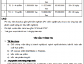 Bảng giá dịch vụ tư vấn công bố lưu hành thực phẩm chức năng trong nước và nhập khẩu